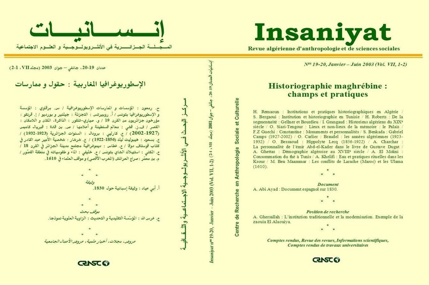 cover_caption 19-20 – Historiography maghrébine : fields and practical